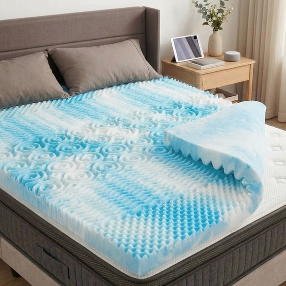 EDX Mattress Topper, 4" 5-Zone Cooling Gel Memory Foam toppers for Optimal Pressure Dispersion, CertiPUR-US Certified, Twin