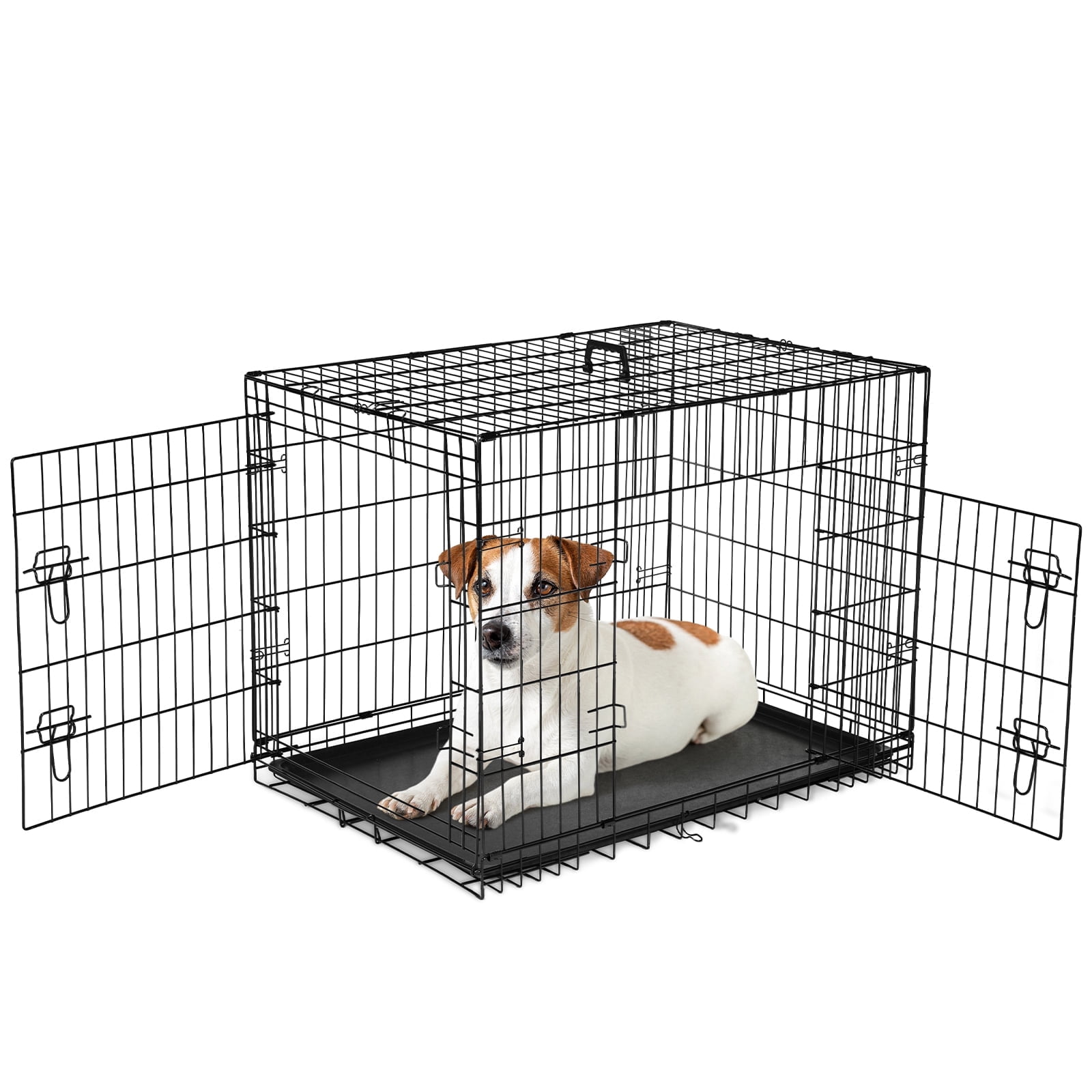 EDX Medium Dog Crate with Divider Panel, 36 Inch Double Door Folding