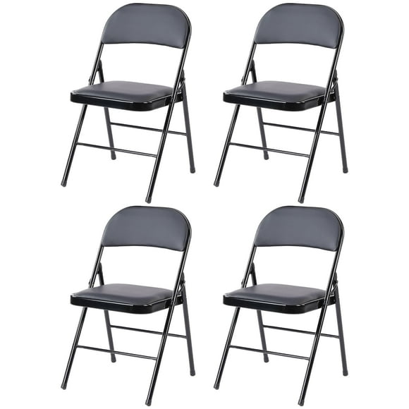 EDX 2 Pack Folding Chair with Sturdy Metal Frame, High-Density Padding, and Water-Resistant PU Leather - Ideal for Meetings, Gatherings, and Events, Black