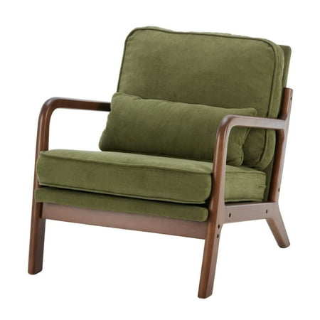 EDX Mid Century Modern Accent Chair, Comfy Fabric Living Room Chairs with Solid Wood Frame, Lounge Reading Armchair, Easy Assembly