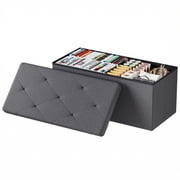 EDX Multi-functional 30 inch Folding Storage Ottoman Bench, End of Bed Foot Rest Stool with Padded Seat, Bedroom Bench for Living Room, Holds up to 660 Lbs, Gre