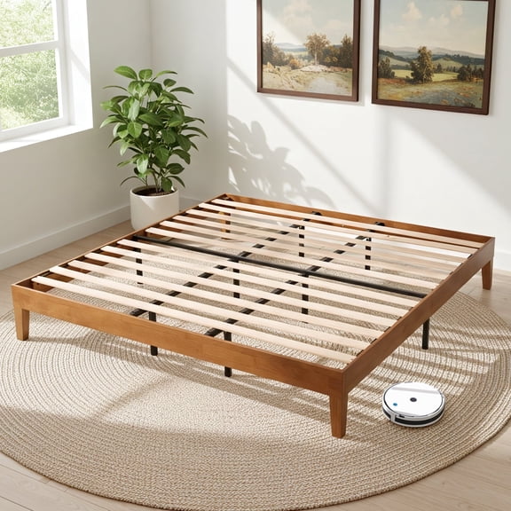 EDX Naturalista Classic Solid Wood Platform Bed, Sleek and Sturdy Minimalist Bed Frame, King