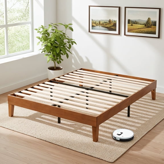 EDX Naturalista Classic Solid Wood Platform Bed, Sleek and Sturdy Minimalist Bed Frame, Queen