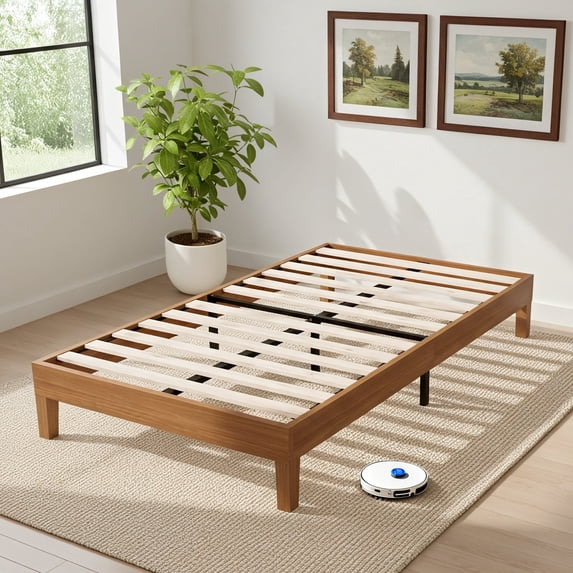 edx Naturalista Classic Solid Wood Platform Bed, Brown Twin minimalist bed frame, 15 in