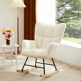 Robyn Rocker Recliner Chair: Upholstered with White Trim Detail