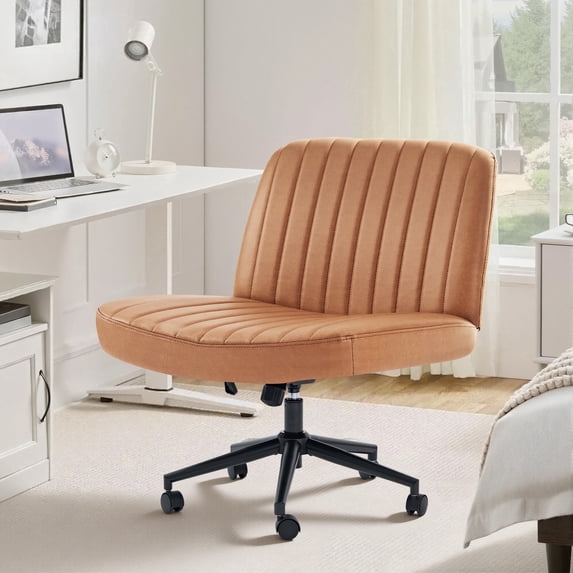 Edx EDX PU Leather Office Chair Criss Cross Legged Chair with Wheels, Comfy ...