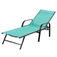 thumbnail image 1 of EDX Park Steel Stacking Chaise Lounge Chair for Outdoor Patio, Cyan, 1 of 10