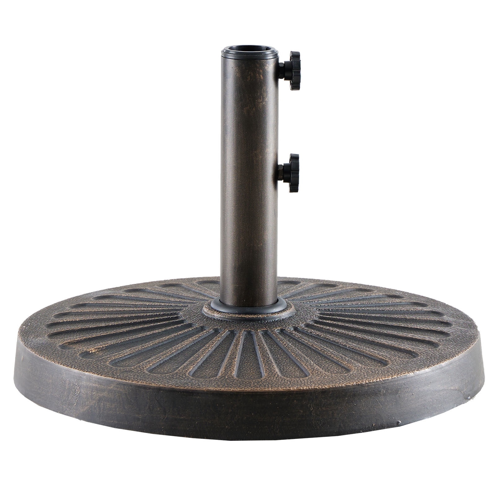 EDX Patio Market Umbrella Base, 30lbs Heavy Duty Round Outdoor Stand, resin base and iron stand with Petal Pattern, Bronze-colored