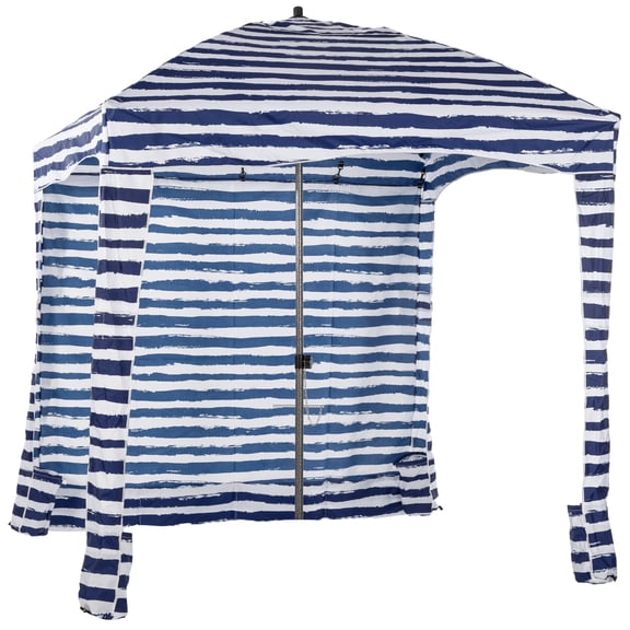 EDX Portable Beach Cabana Shelter Canopy, UPF 50+ Sand Pocket Sun Shade with Carry Bag, Easy Setup Waterproof Outdoor Beach Tent with Vent Top, for Kids, Family & Friends, Blue