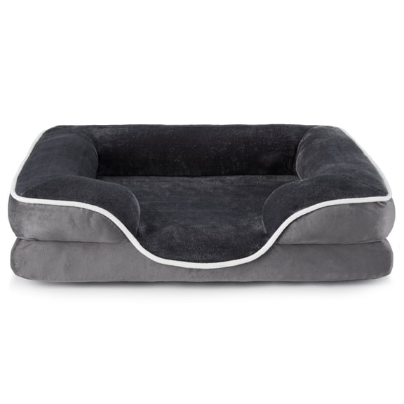 EDX Premium 42"X32" Orthopedic Dog Bed for XL Dogs - Memory Foam Pet Sofa with Non-Slip Base and Easy-Clean Cover, Gray