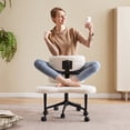 thumbnail image 1 of edx Ergonomic Cross Legged Swivel Chair with Back Support, Adjustable Height Meditation Chair, 360° Rotating Footrest, Rolling Office Floor Chair, White, 1 of 9