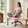 thumbnail image 1 of edx Ergonomic Cross Legged Swivel Chair with Back Support, Adjustable Height Meditation Chair, 360° Rotating Footrest, Rolling Office Floor Chair, Pink, 1 of 10