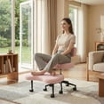 thumbnail image 1 of edx Ergonomic Cross Legged Swivel Chair with Back Support, Adjustable Height Meditation Chair, 360° Rotating Footrest, Rolling Office Floor Chair, Pink, 1 of 9
