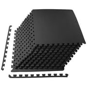 EDX Interlocking EVA Foam Workout Mats – Protective Flooring for Home Gyms, Martial Arts, Yoga & Fitness Spaces, 1/2" Thick, 48 Square Feet, Black