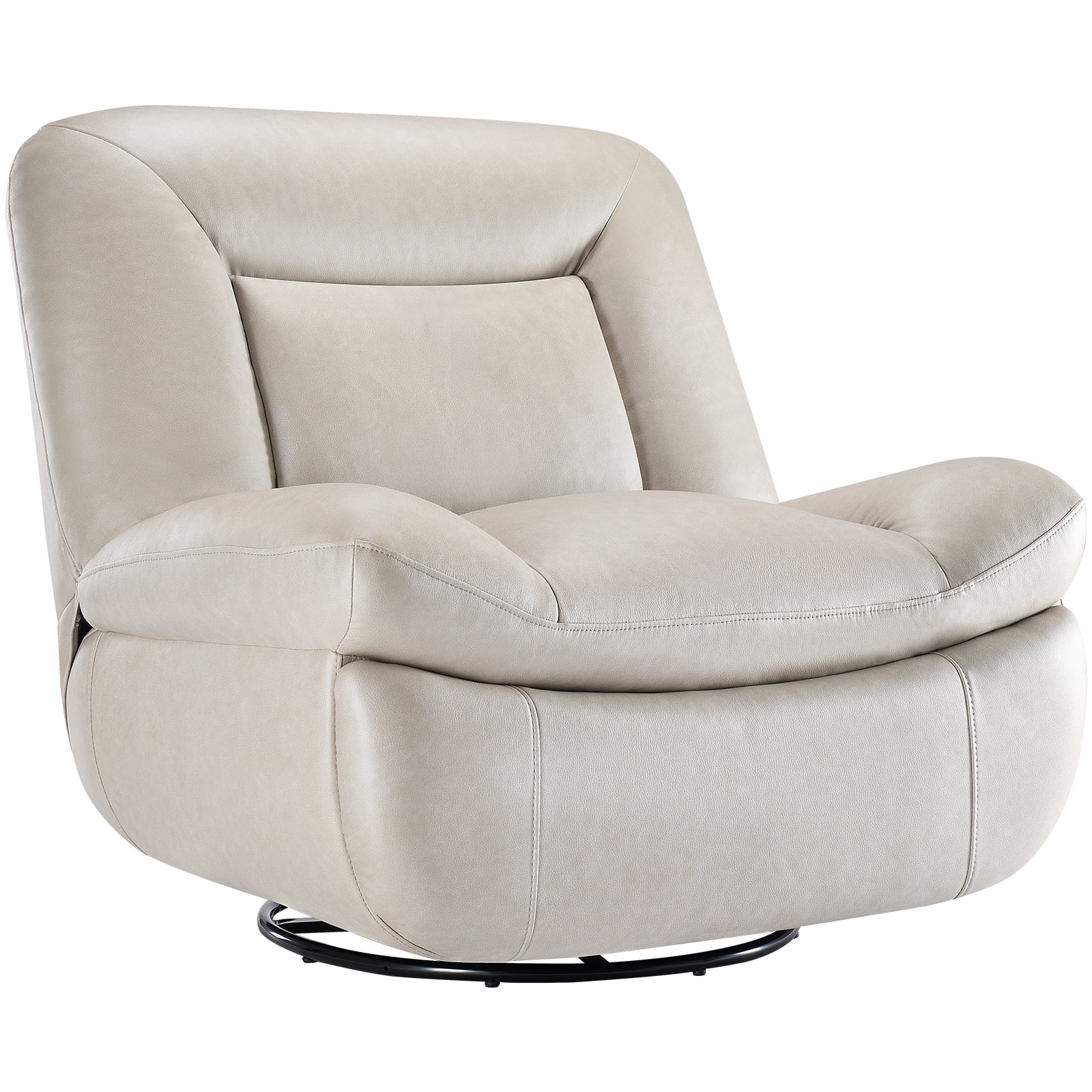 EDX Recliner Chair, 360 Swivel Rocker Chair for Adults, Rocking Chair Nursery, Thickened Seat Cushion Upholstered Linen Recliner Rocking Chair for Living Room, Beige