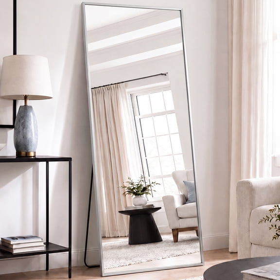 EDX Rectangle Full Length Mirror 64"x21" Full Body Mirror Rectangle Free Standing Wall Mounted Leaning Hanging Floor Mirrors, Silver