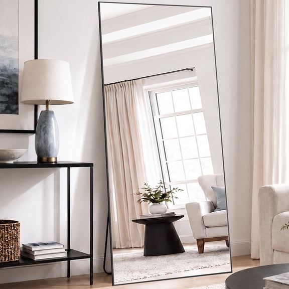 EDX Rectangle Full Length Mirror 78"x38" Full Body Mirror Rectangle Free Standing Wall Mounted Leaning Hanging Floor Mirrors, Black