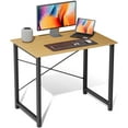 thumbnail image 1 of EDX Simple Style Computer Desk with Storage Bag and Iron Hook, Oak, 1 of 6