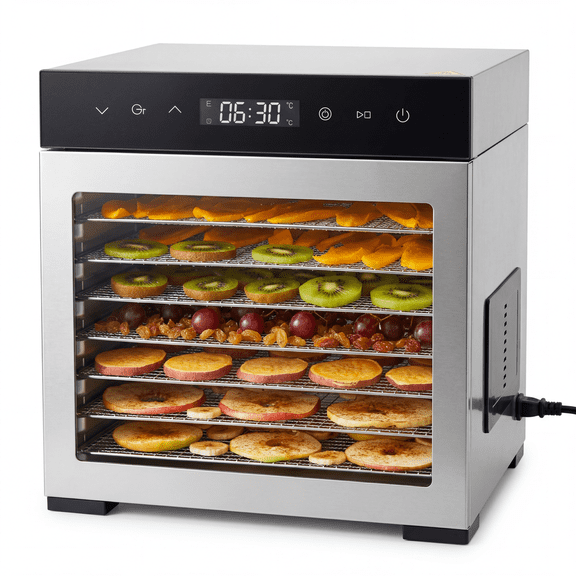 EDX Sliver Nut Dehydrator, 600W, 6.5 sq.ft Drying Space, 95-165°F, 30-48min Timer, Auto Shut-Off, Overheat Protection, Household & Snack Prep Use