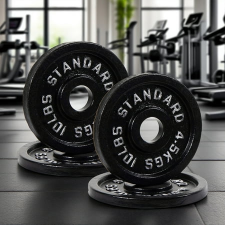 EDX Solid Cast Iron Olympic Weight Plate – 2-Inch Center Hole, Rust-Resistant Strength Training Disc for Home or Commercial Gym, 10LBS, 4-Pack