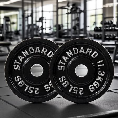 EDX Solid Cast Iron Olympic Weight Plate – 2-Inch Center Hole, Rust-Resistant Strength Training Disc for Home or Commercial Gym, 25LBS, 2-Pack