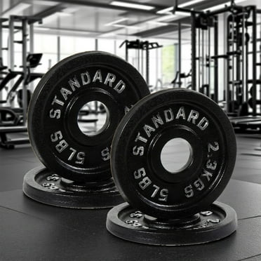 EDX Solid Cast Iron Olympic Weight Plate – 2-Inch Center Hole, Rust-Resistant Strength Training Disc for Home or Commercial Gym, 5LBS, 4-Pack