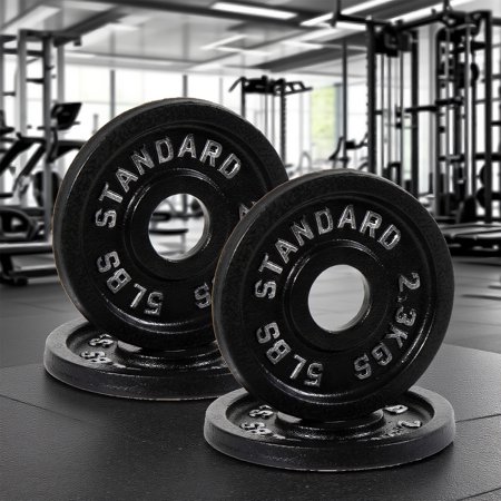 EDX Solid Cast Iron Olympic Weight Plate – 2-Inch Center Hole, Rust-Resistant Strength Training Disc for Home or Commercial Gym, 5LBS, 4-Pack