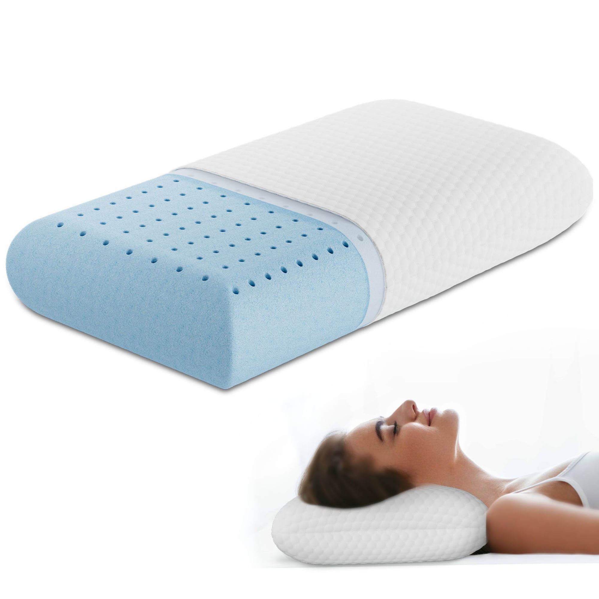 Standard Size Cooling Memory Foam Pillow with Washable Cover