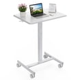 thumbnail image 1 of EDX Standing Desk with Mobile Rolling Wheels Portable Desk & Overbed Laptop, Height Adjustable Small desk for Home Office,White, 1 of 9