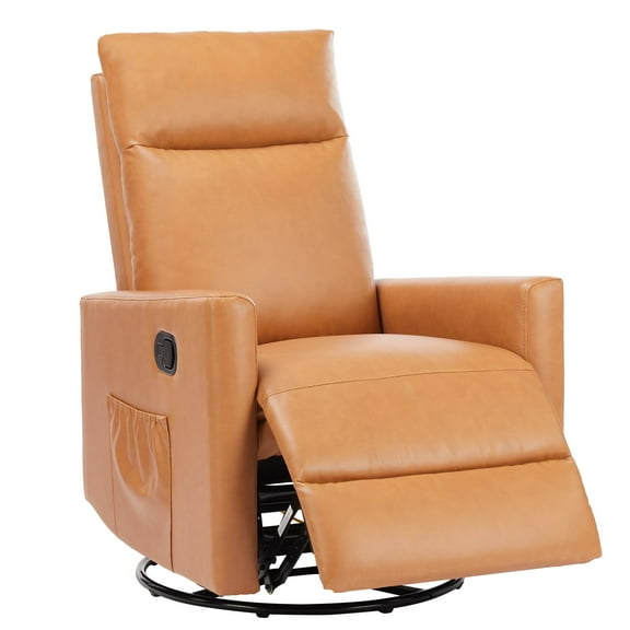 EDX Swivel Glider Rocker Recliner Chair with Adjustable Backrest and Footrest for Nursery Living Room Bedroom, Brown