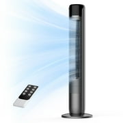 EDX Tower Fan for Home, 36" Standing Floor Fan, 25 ft/s Bladeless Fan Cold Air, 28dB Quiet for Sleep, Remote, 60° Oscillation, 12H Timer, 5 Speeds, 4 Modes, LED Display，Black