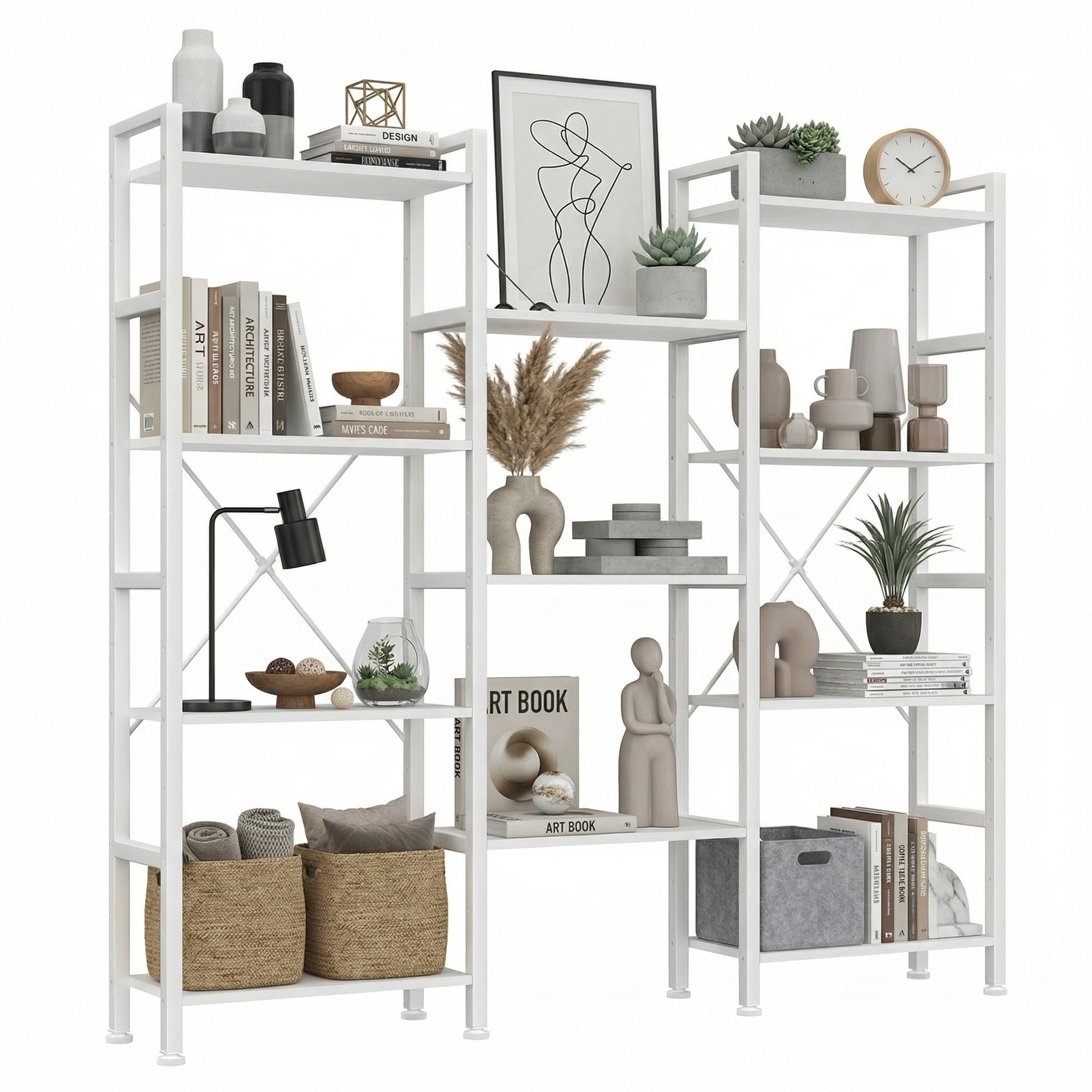 Triple 4 Tier Bookshelf Storage Shelf