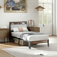 thumbnail image 1 of EDX Twin Bed Frame with Headboard Integrated Charging Station, Spacious Underbed Storage, Simple No-Tool Assembly, No Box Spring Required, 1 of 8