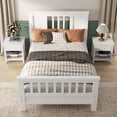 thumbnail image 1 of edx Twin Bed with Headboard, Solid Wood Platform Bed, Twin Size Bed Frame with Sturdy Wood Slats Support, White - No Box Spring Required, 1 of 7