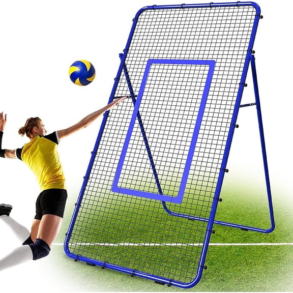 EDX Volleyball Rebounder Net with Travel Bag, Adjustable Angle Training Equipment for Solo Practice & Team Drills, Blue
