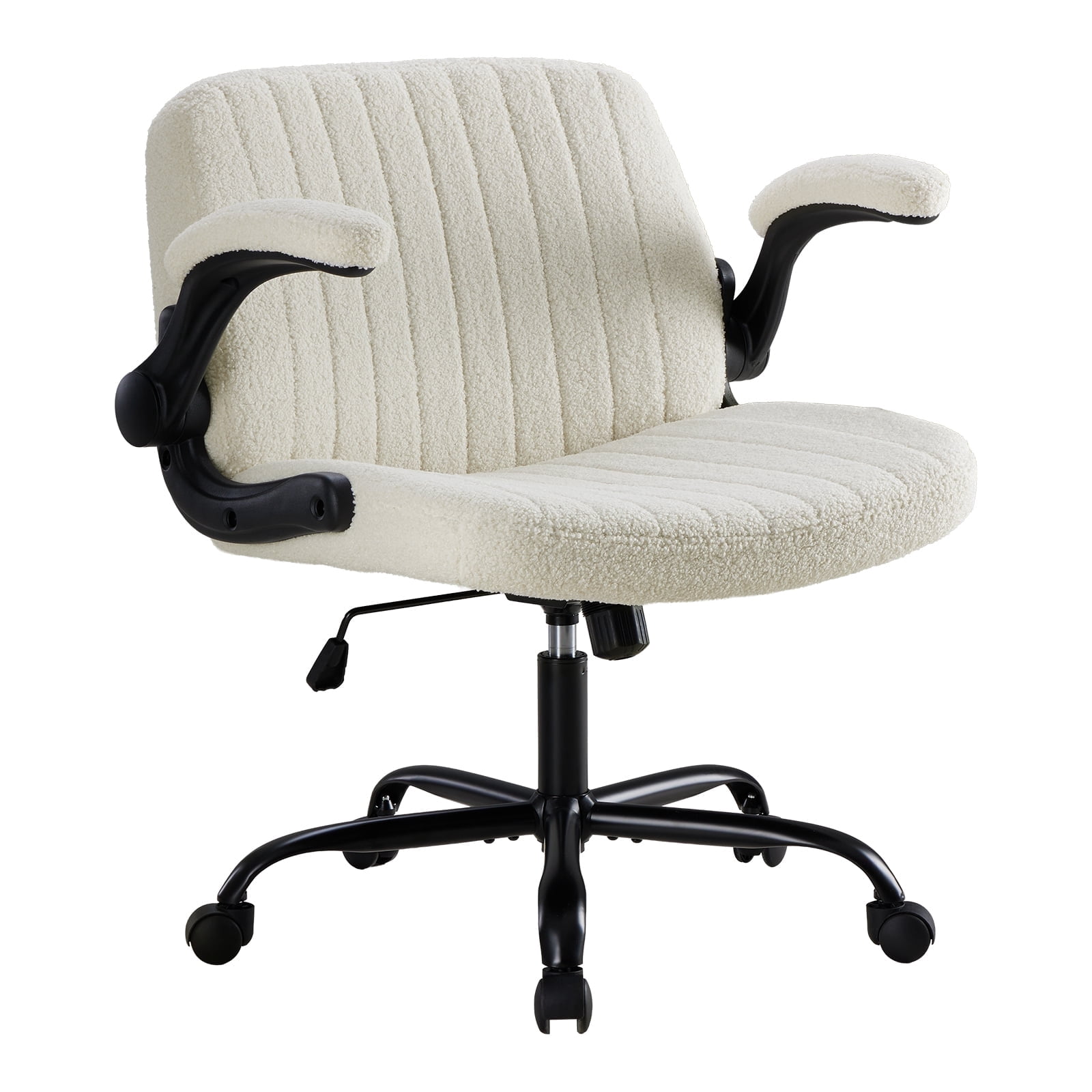 EDX With Armrests Office Chair Cross-Leg Design with Casters, Comfortable Home Dressing Chair, Beige