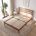 thumbnail image 1 of EDX Wood Full Size Bed Frame with Headboard - Walnut Finish, Solid Wood Slat Support System, No Box Spring Required, 1 of 7