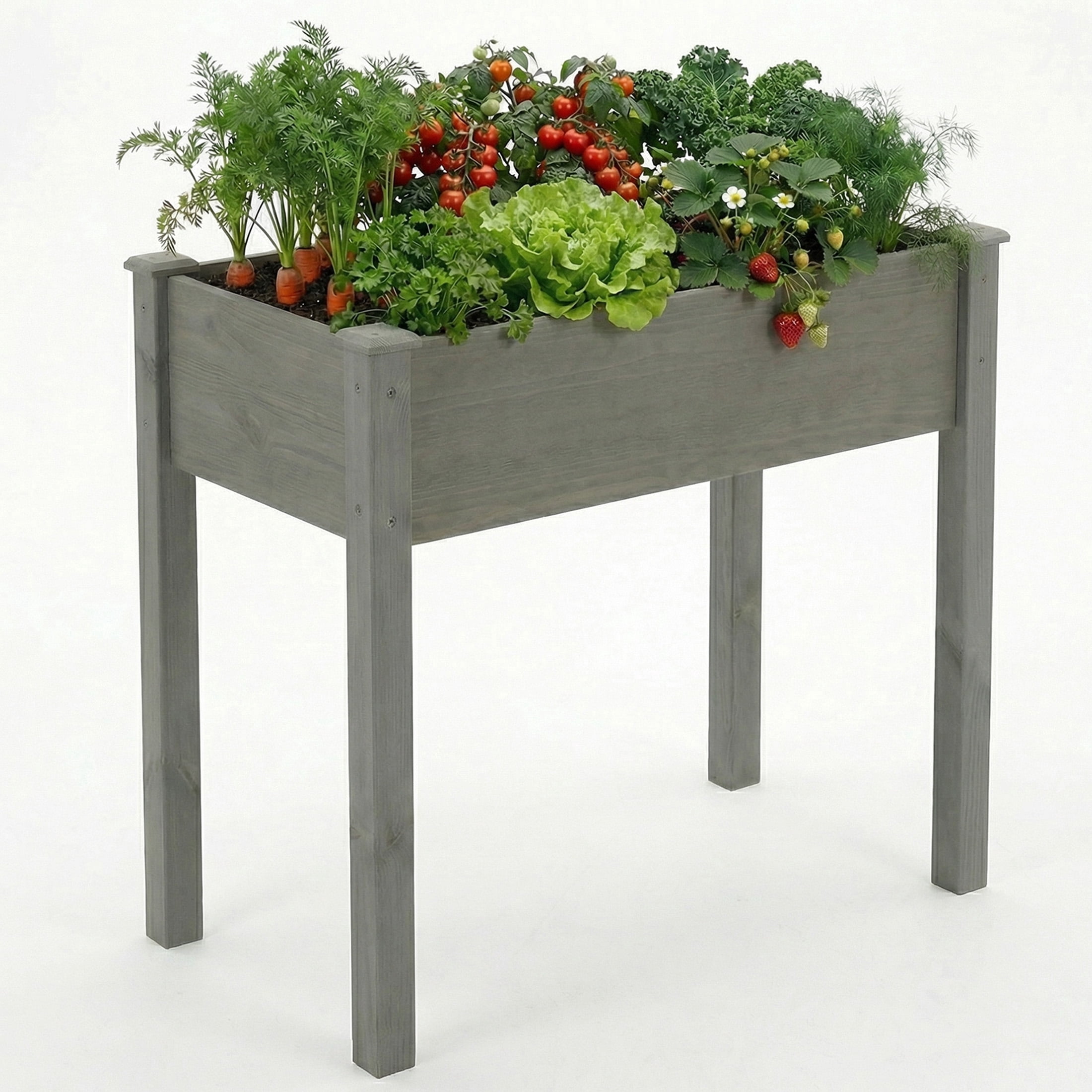 EDX Wooden Raised Garden Bed, Outdoor Planter Box Kit for Vegetables, Flowers and Herbs, Gray