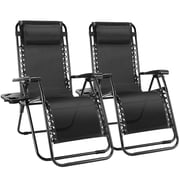 EDX Zero Gravity Chair Outdoor Lounge Chair Suitable for Beach Terrace Pool Patio, Black 2-Pack