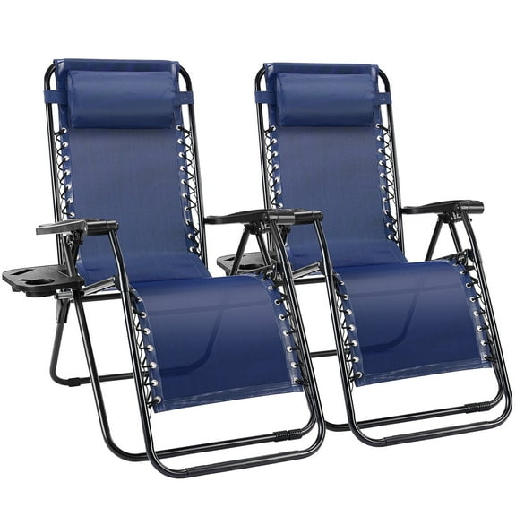 EDX Zero Gravity Chair Outdoor Lounge Chair，Suitable for Beach Terrace Pool Patio, Blue 2-Pack