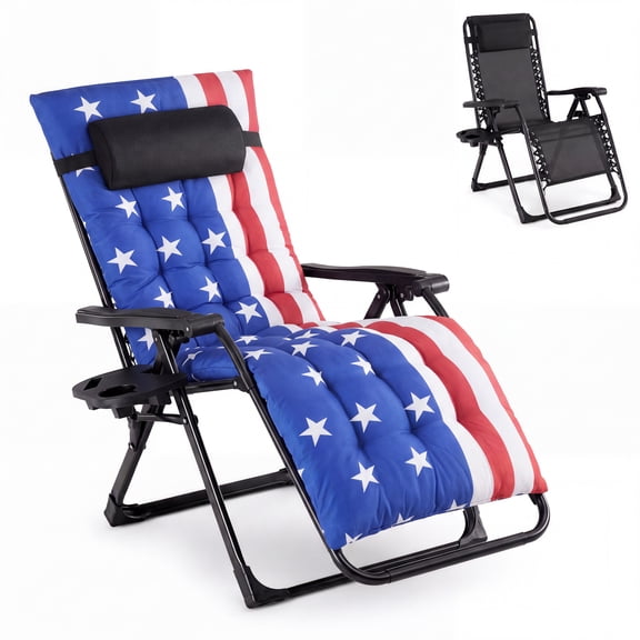 edx Zero Gravity Chair with Cushion 440 LB Capacity Folding Outdoor Lounge Chair for Patio Outdoor with Cup Holder & Headrest