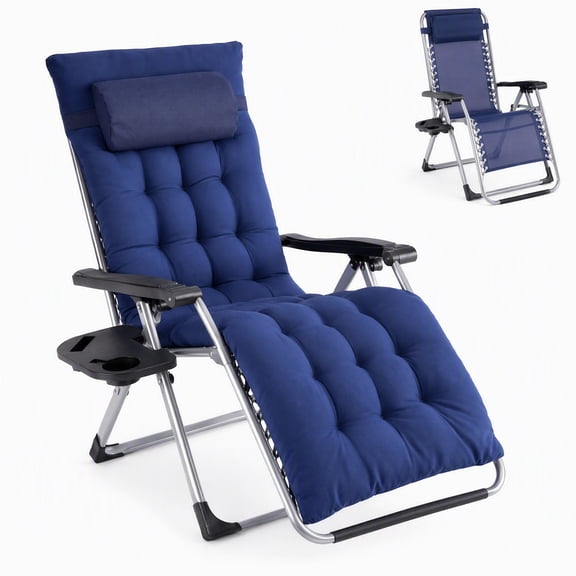 edx Zero Gravity Chair with Cushion 440 LB Capacity Folding Outdoor Lounge Chair for Patio Outdoor with Cup Holder & Headrest