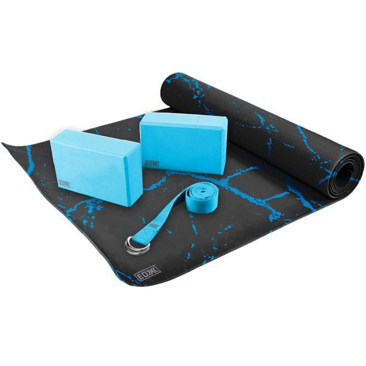EDX Essential Yoga Kit with Mat, EVA Foam Blocks, Carrying Strap