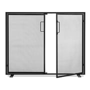 EDX 38.5x31 inch Black Fireplace Screen, Hand-Forged Iron Spark Guard with Magnetic Doors for Living Room,Black