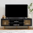 thumbnail image 1 of EDYO LIVING 65" Mid Century Modern Black TV Stand with Open Shelf, Boho Entertainment Center, TV Media Console Table for Living Room, 1 of 6