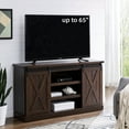 thumbnail image 1 of EDYO LIVING Farmhouse Barn Door TV Stand for TVs Up to 65", Entertainment Center with Storage Cabinet, Media Console for Living Room, Dark Brown, 1 of 6