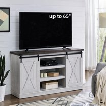 EDYO LIVING Farmhouse TV Stand for 65 Inch TV, Wood TV Stand with Sliding Barn Door, Entertainment Center with Storage Cabinet, Rustic Media Console for Living Room Bedroom, Ash Gray