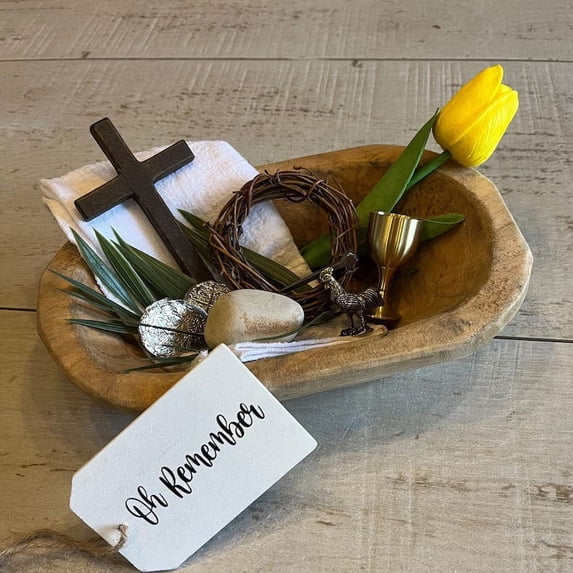 Easter Resurrection Oh Remember Kit, Wooden Tray Religious Themed Exquisite Ornament, Religious Keepsake Tray Set for Easter Home Office Tabletop Decor & Gifting