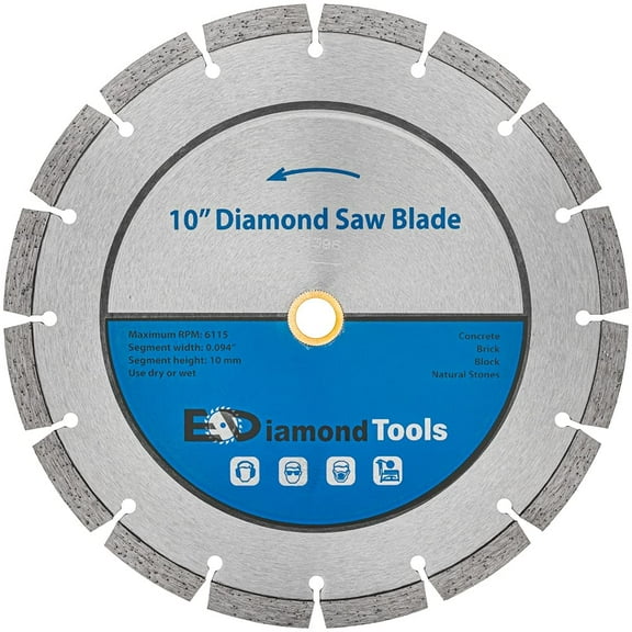 EDiamondTools 10" Segmented Diamond Saw Blade for Concrete, Brick, Block and Masonry