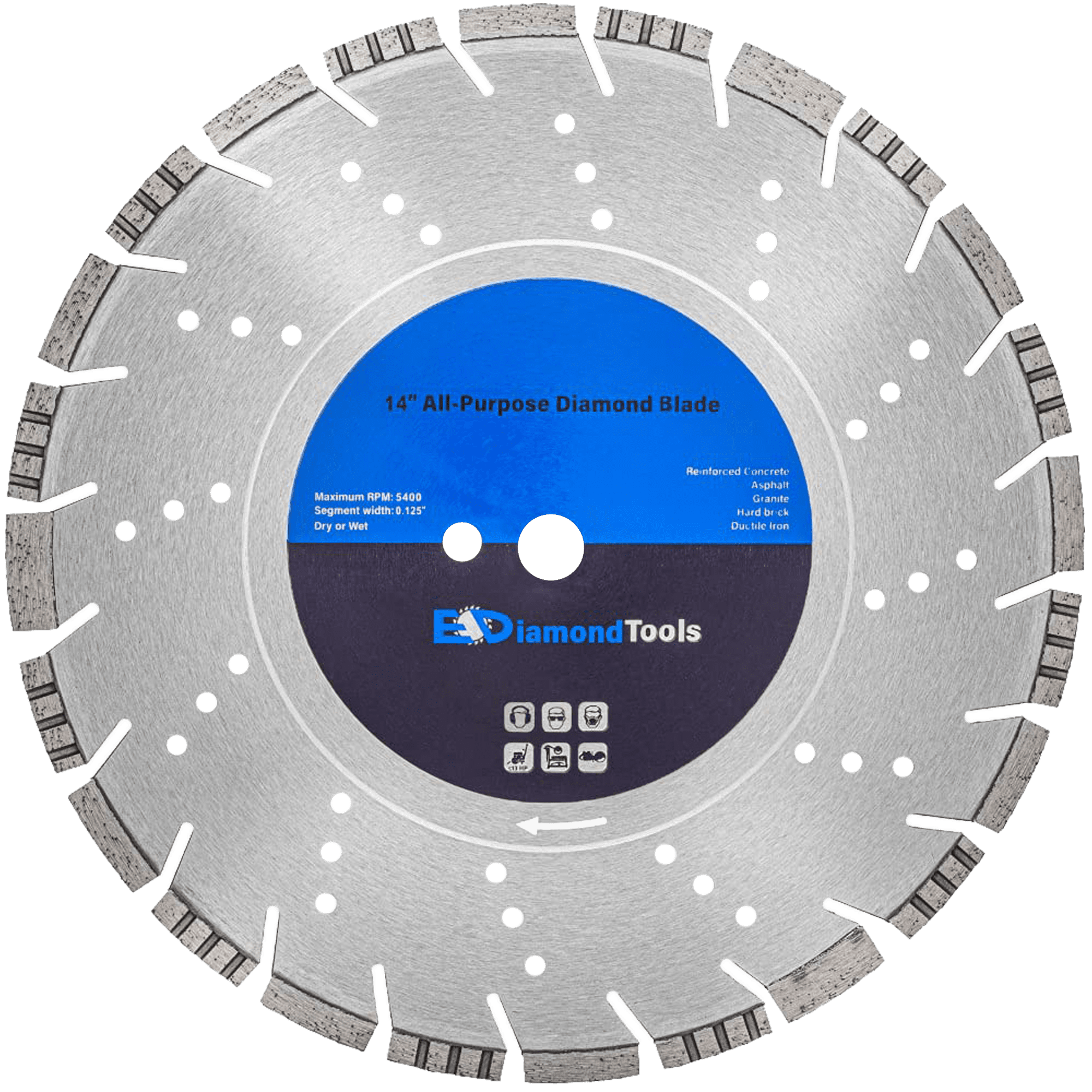 EDiamondTools 14" All Purpose Diamond Saw Blades for Reinforced Concrete, Asphalt, Granite